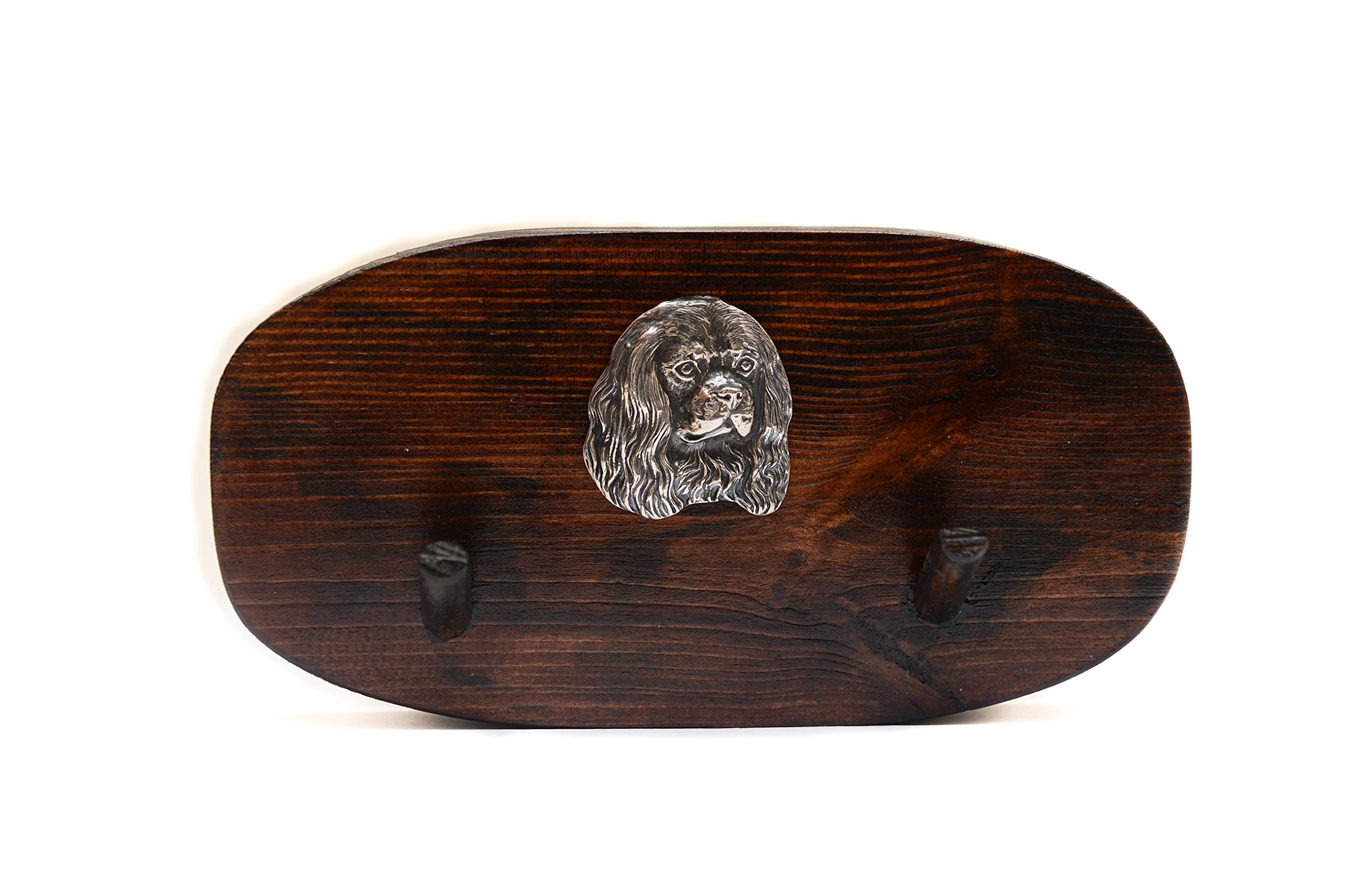 Art-Dog Wooden Dog Hanger - Handmade Pine Wood Dog Lead Holder for Wall - Dog Lead Hook – Dog Lead Hooks for Wall – Dog Lead Holder – 10x20cm – Cavalier King Charles Spaniel