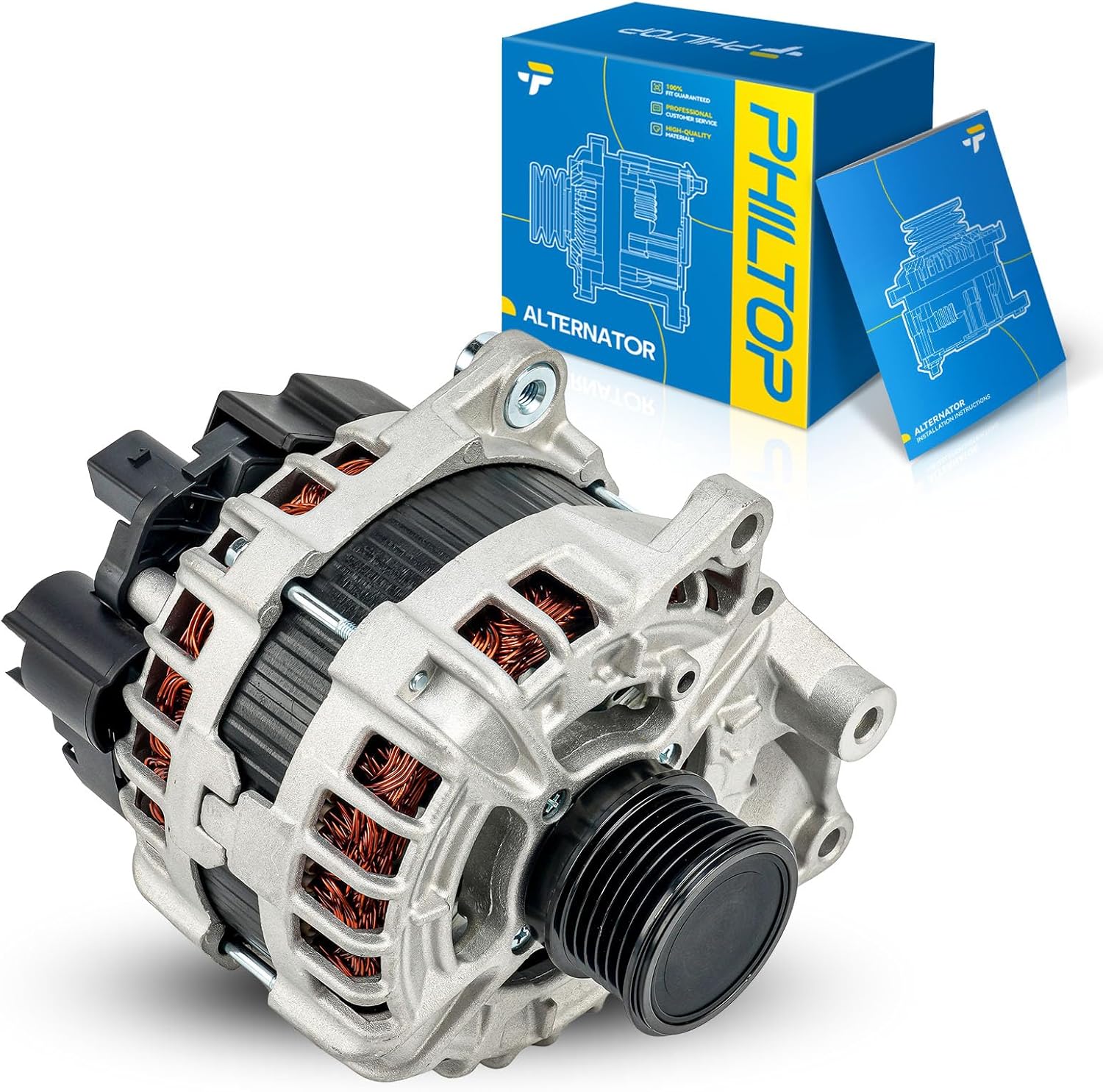 PHILTOP Alternator 190A 12V Compatible with Mercedes-Benz GLA (Front CW Rotation)
