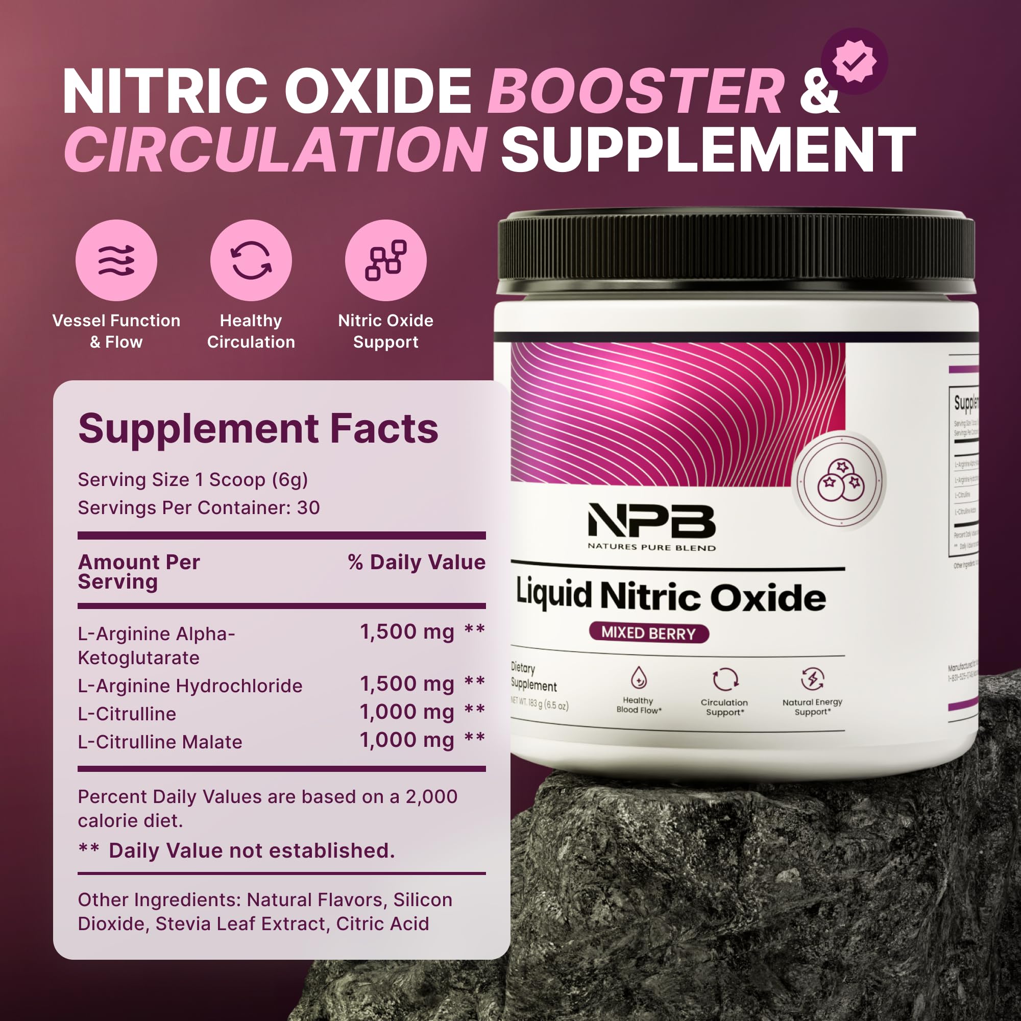 Nature's Pure Blend Liquid Nitric Oxide Supplements for Men – L-Arginine Powder – Nitric Oxide Booster & Circulation Supplement – Blood Flow Support (Mixed Berry Nitric Oxide) — Amazon image 4