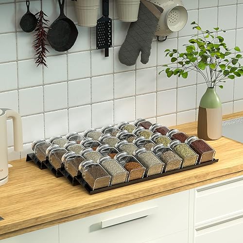 Miniatura 5 de Organizador de cajones de especias de acrílico, ajustable de 12 a 24 pulgadas de ancho, estante organizador de especias de 4 niveles para exhibición