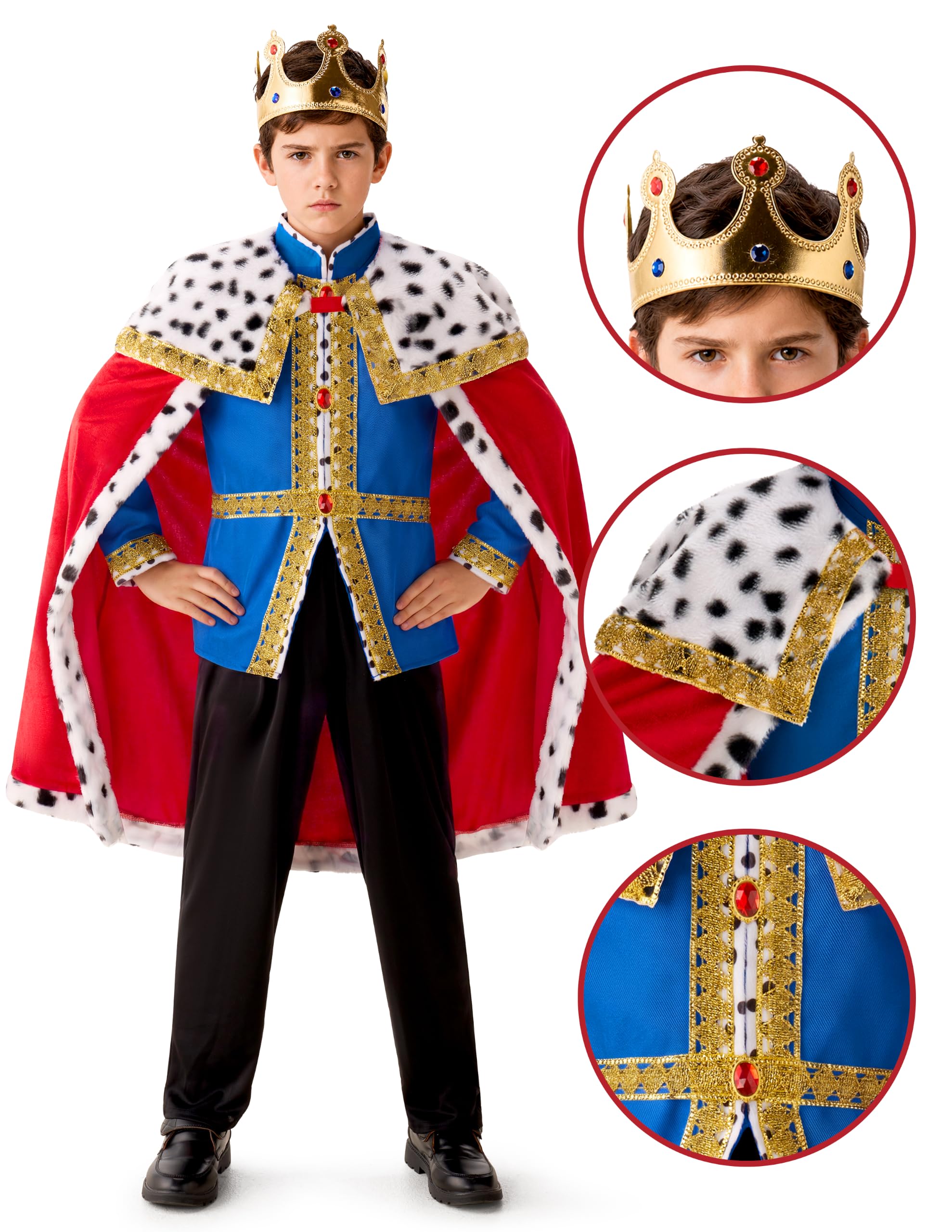 Spooktacular Creations Costume da re per bambini, costume di Halloween per bambini con outfit Roderick, travestimento da principe per feste di Halloween, carnevale e feste a tema