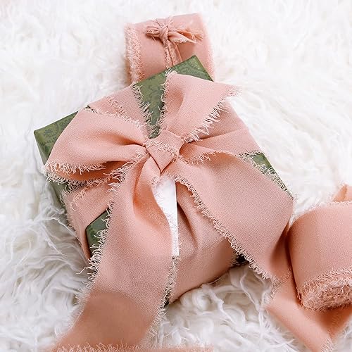 Miniatura 7 de VATIN 3 rollos de cinta de gasa de gasa de gasa con flecos hechos a mano color nude, 1.5 pulgadas x 7 yardas, juego de cintas para invitaciones de