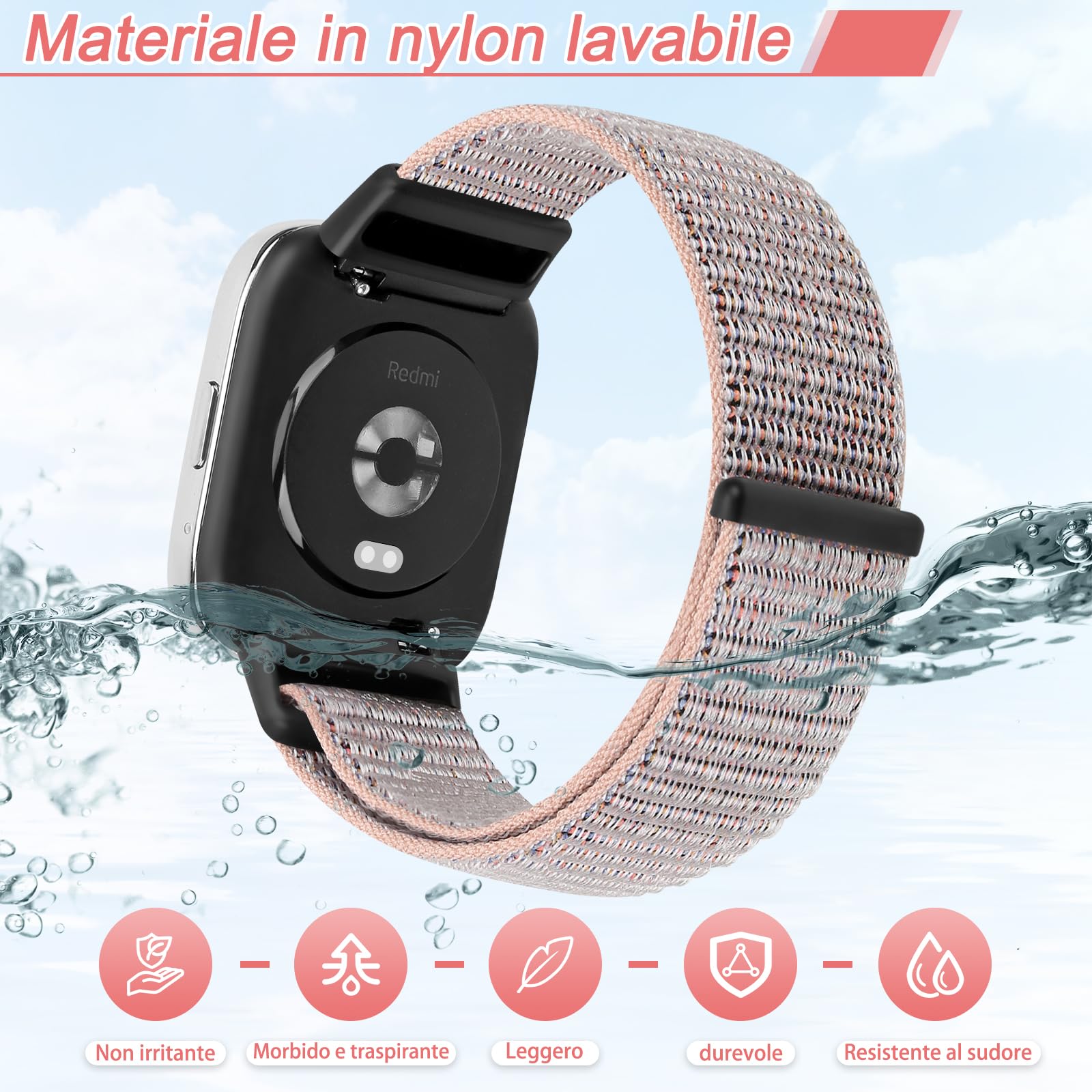 Cinturino in nylon per Xiaomi Redmi Watch 3 Active, braccialetti regolabili morbidi e traspiranti per Redmi Watch 3 Active cinturino di ricambio sportivo compatibile con Xiaomi Redmi Watch 3 Active