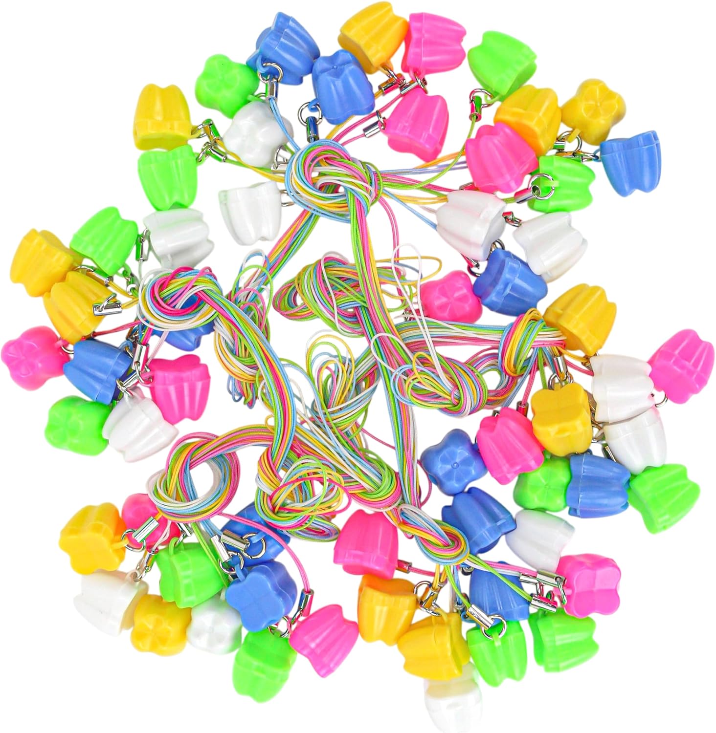 60 Pcs Tooth Necklaces for Lost Teeth – Tooth Holder Necklaces with Container Case, Milk Tooth Saver Storage Box Organizer Bag, Fairy Keepsake Holder, Teacher Gifts
