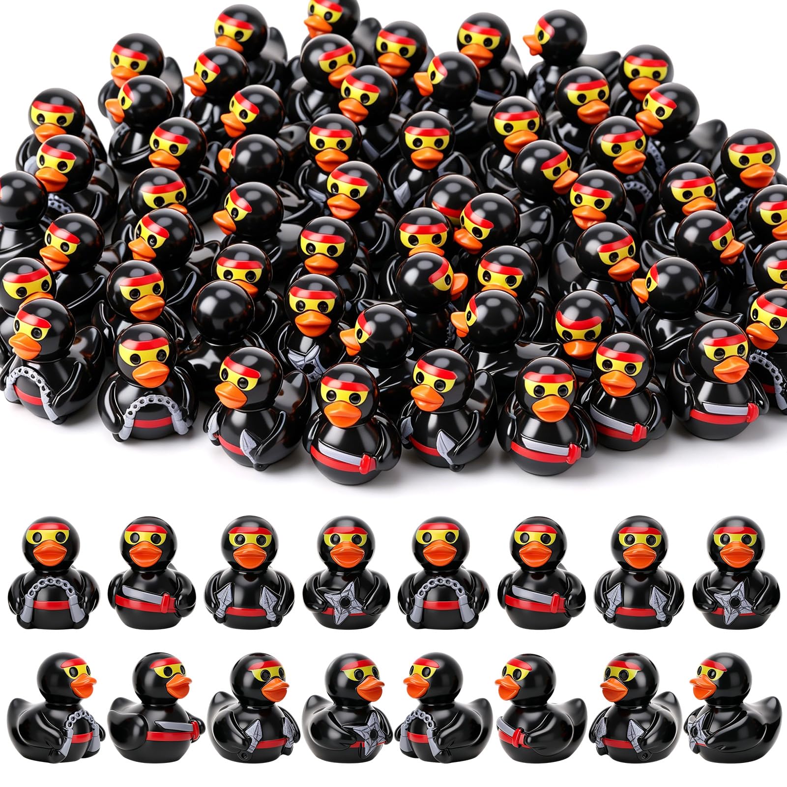 GGSTDDUP 60 Pcs Ninja Ducks Toy Figures, Mini Resin Ducks Bulk, Ninja Ducky Toy Figures for Party Favors Gift Decoration (4 Styles) — image 1