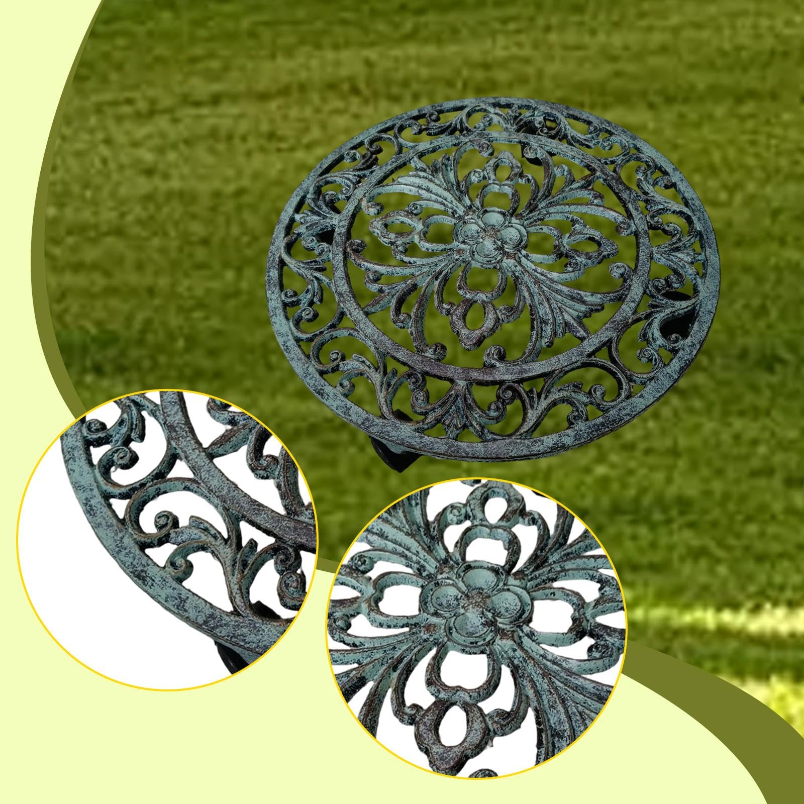 Gralara Support à Plantes à roulettes, déplace-Pot, Accessoires métalliques Polyvalents, Pratique pour l'intérieur et l'extérieur, Chariot à Fleurs, Bleu