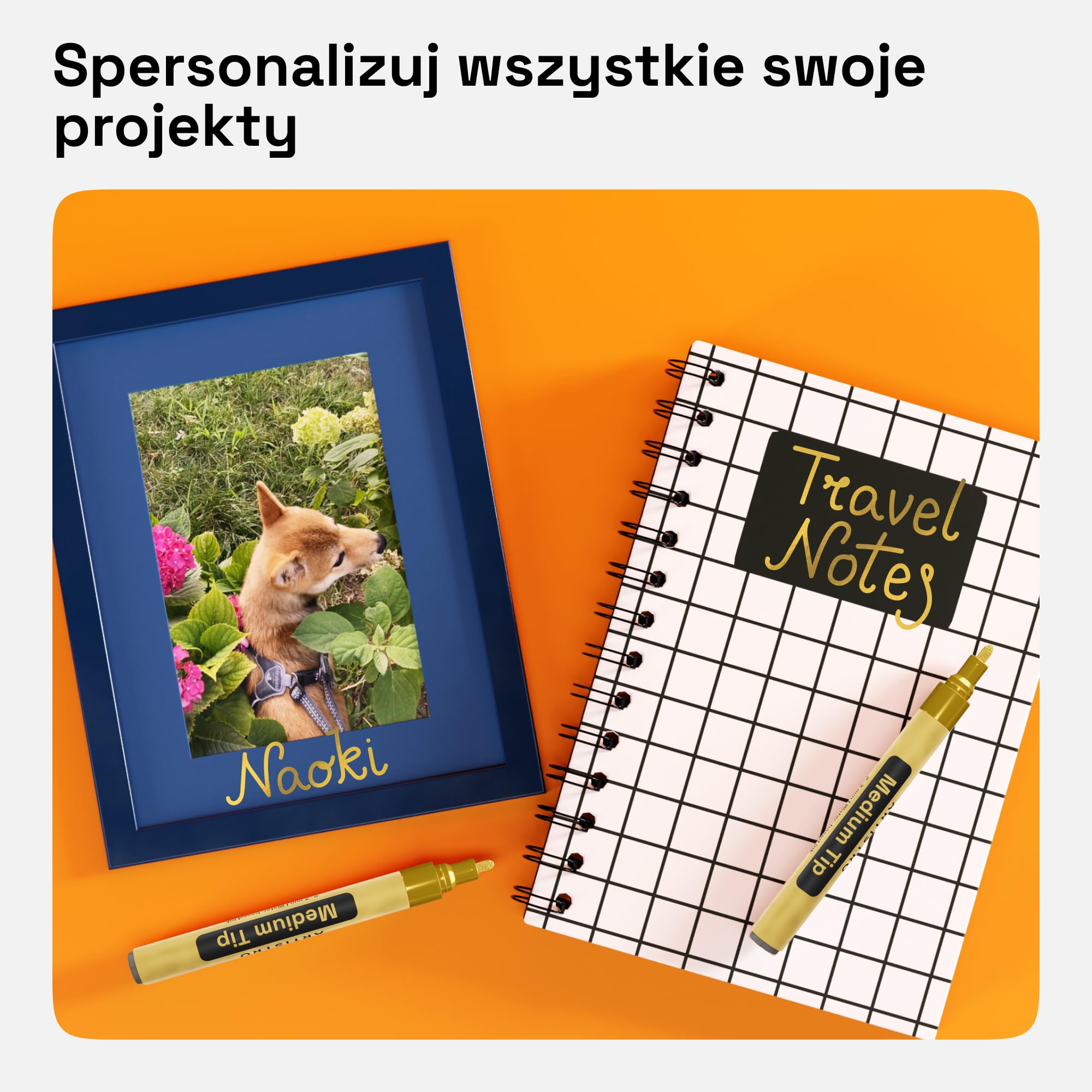ARTISTRO 2 złote markery permanentne ze średnią końcówką – wodoodporne markery do opon, tkanin, skał, szkła, ceramiki, drewna, papieru - pisaki olejne
