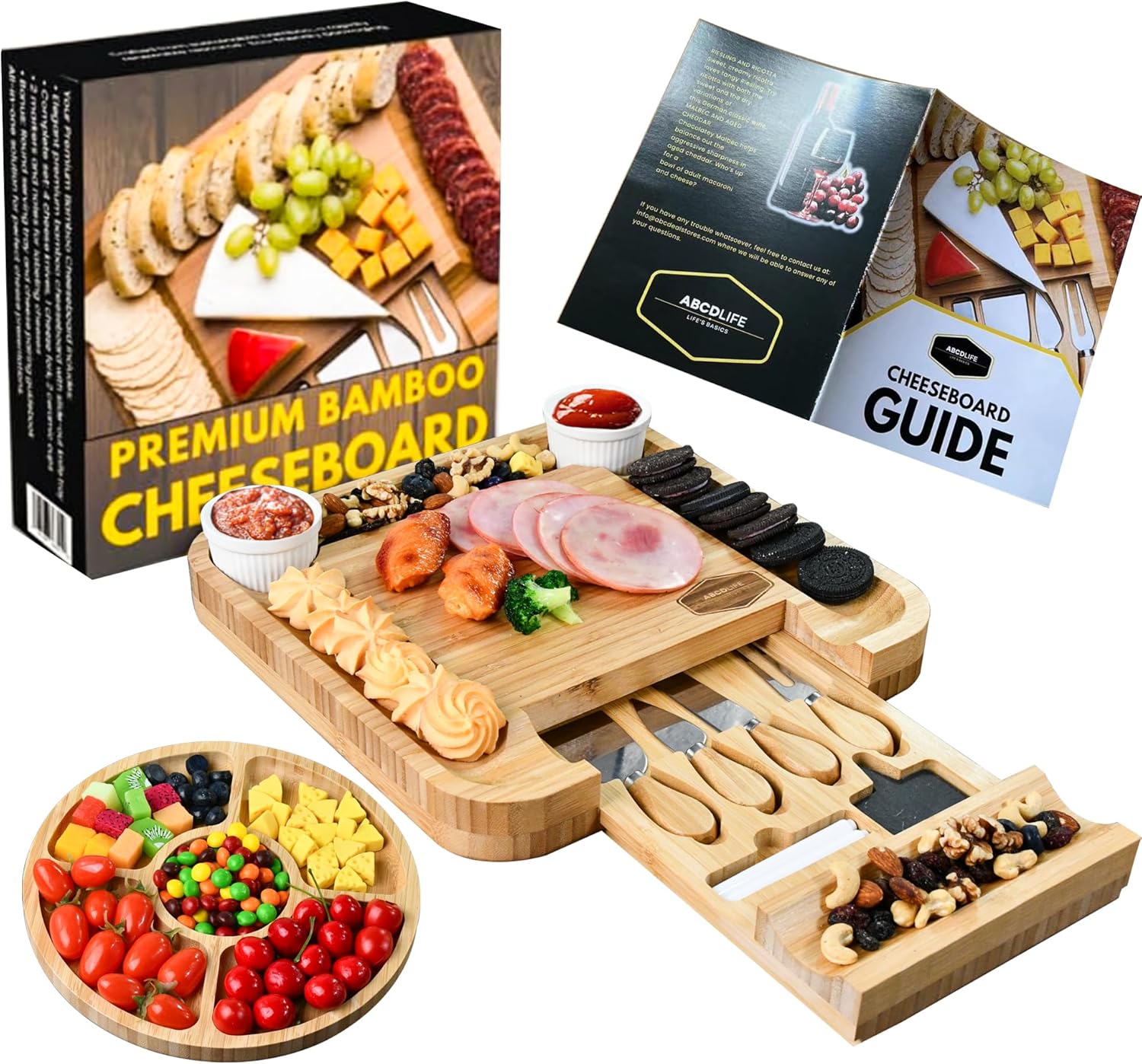 Charcuterie Board Cheese Board Set Portable Serving Platter for Cheese Meat, Fruits & Snacks with 4 Knives, 2 Bowls & Labeling Tool Perfect Housewarming Gifts for Women Charcuterie Board Cheese Board Set Portable Serving Platter for Cheese Meat, Fruits & Snacks with 4 Knives, 2 Bowls & Labeling Tool Perfect Housewarming Gifts for Women