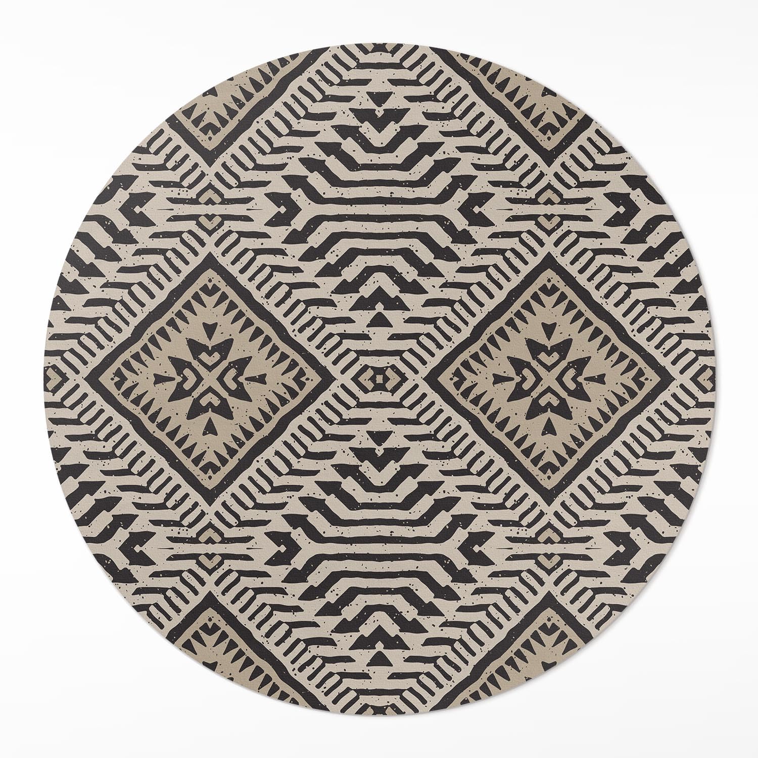 Tapis vinyle durable et élégant de sol rond ø140 cm style ornements indiens