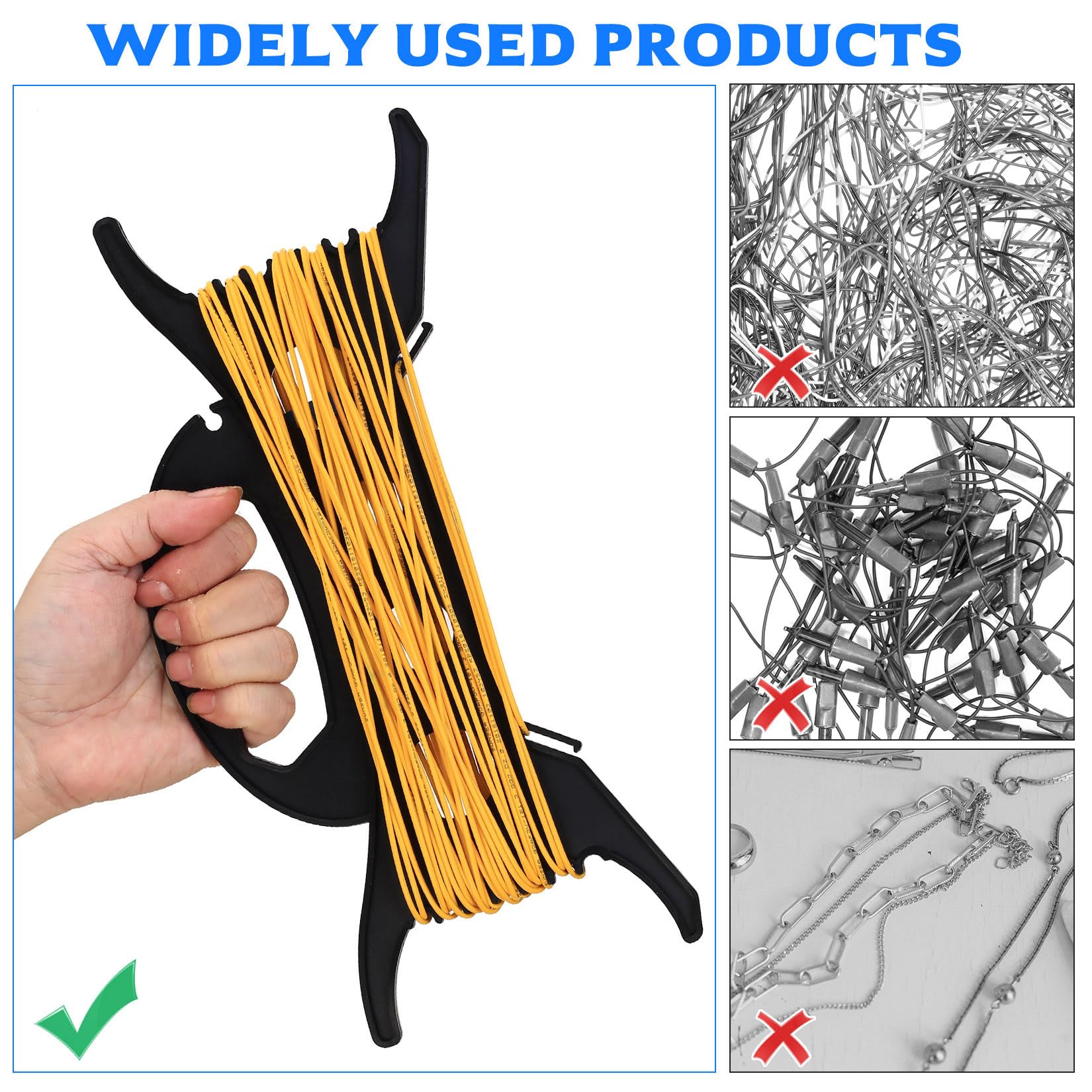 4 Pcs Enrollador de Cable de Plástico, Carretes Enrolladores de Cables, Organizador de Cables Alargadores para Hogar, Oficina, Luces Navideñas, Cintas, Cuerdas, Electrónica (Negro)