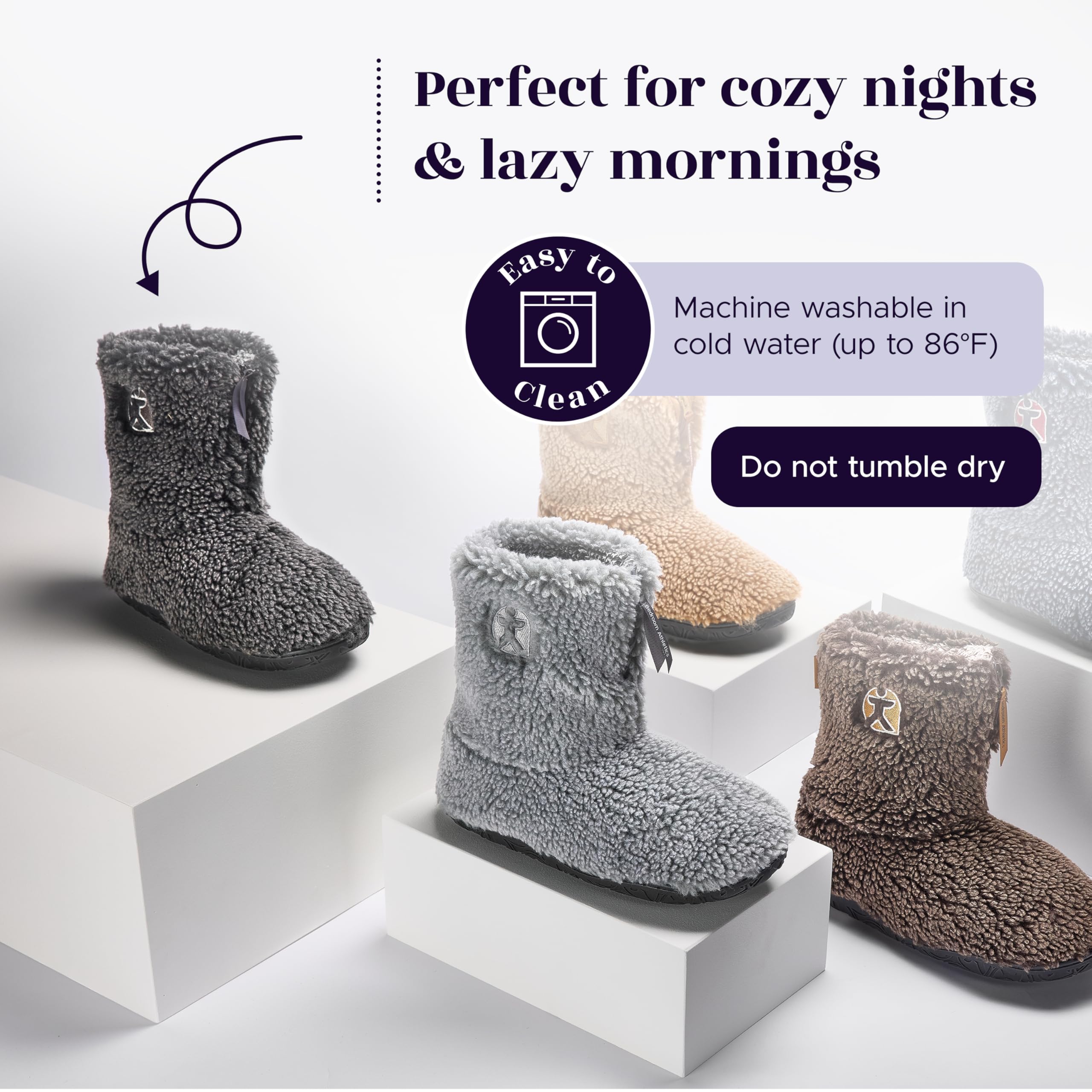 Bedroom Athletics Gosling - Pantuflas de sherpa con punta de nieve para hombre, suaves, cálidas, con cierre de cremallera, espuma viscoelástica, duraderas, lavables a máquina