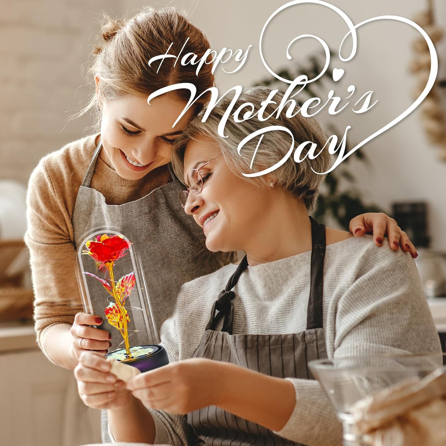 Otlonpe Valentines Day Flower Gifts for Her, Preserved Forever Glass Light Up Rose Gifts for Wife Girlfriend Women Mom Grandma Daughter Sister, Mothers Day Christmas Birthday Womens Gift (Red) - Image 7