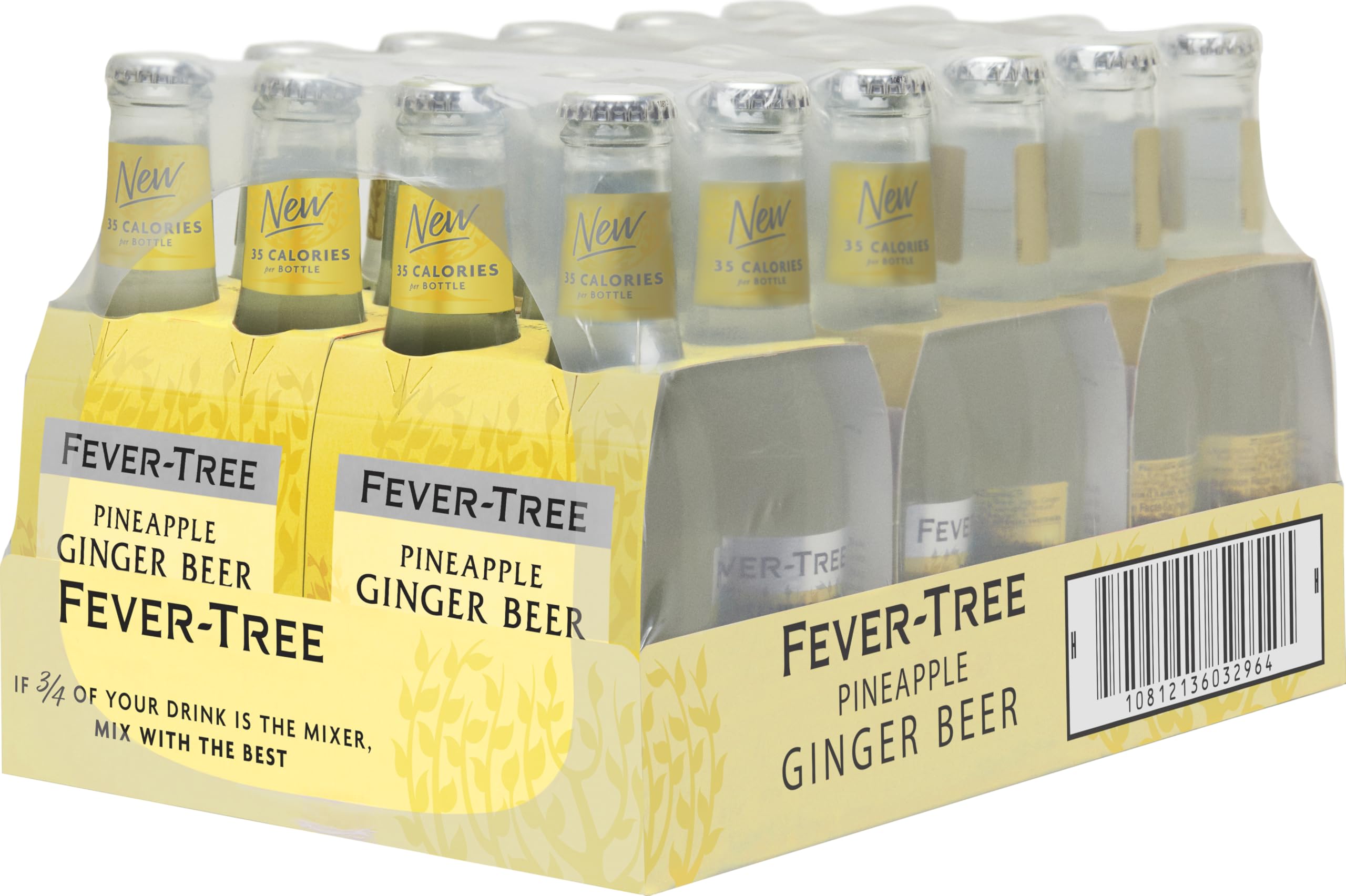 Fever Tree Pineapple Ginger Beer Pack of 24, 6.8 Fl Oz Glass Bottles, Cocktail Mixer