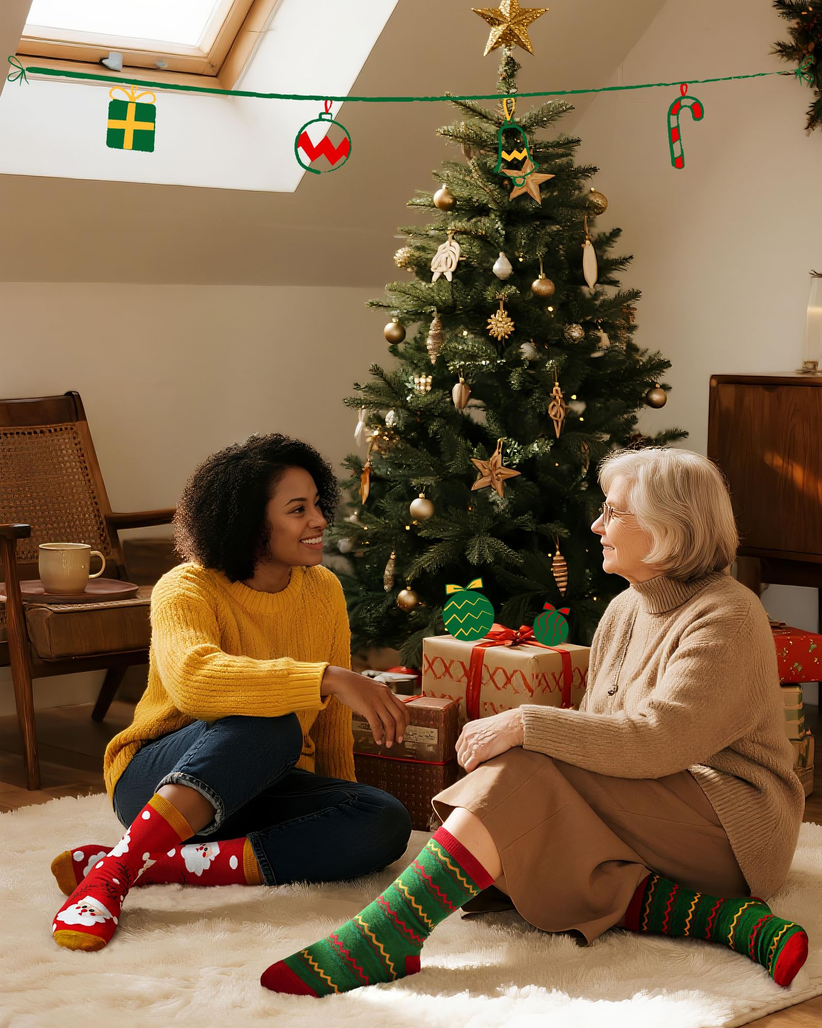 Jeasona Calendrier De l'Avent Homme/Femme 2026 12 Paires Chaussettes Noel 39-46 Calendrier De l Avent Adulte