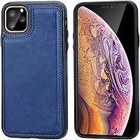 Vista 3 de OT ONETOP - Funda tipo cartera para iPhone 11 Pro Max con tarjetero, piel sintética con ranuras para tarjetas, doble cierre magnético y funda