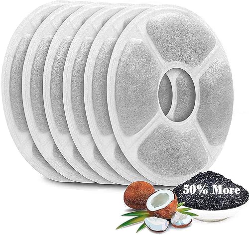 Filtros de fuente de agua para gatos, paquete de 12, 50% más de filtros de carbón activado, filtros de repuesto originales de fuente de flores de