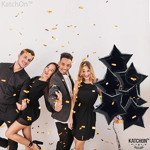 Miniatura 2 de KatchOn, Globos de estrella negra, 18 pulgadas, paquete de 6, globos de Mylar negros para decoración de fiesta negra, globos de graduación, globos