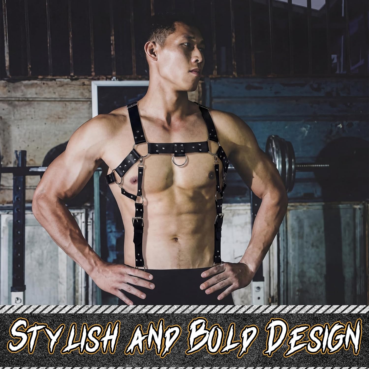 Tisancy Men's Chest Harness Belt Adjustable Buckle Body Chest PU Leather Male Harness for Party Outfits Nightclub Wear