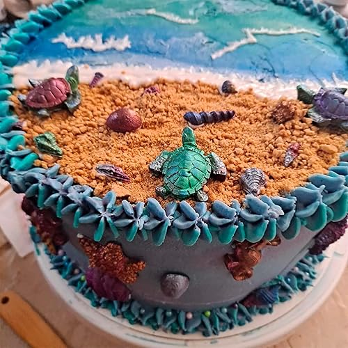 Vista 6 de Molde de silicona de cola de sirena, diseño de concha de mar, diseño de concha de mar, diseño de algas marinas, hipocampo, peces de tortugas Moldes