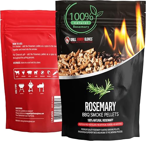 Grill Armor - Pellets de romero 100% naturales para ahumadores, carbón, parrillas de gas, pistola de ahumar, mezclar con otros pellets de madera,