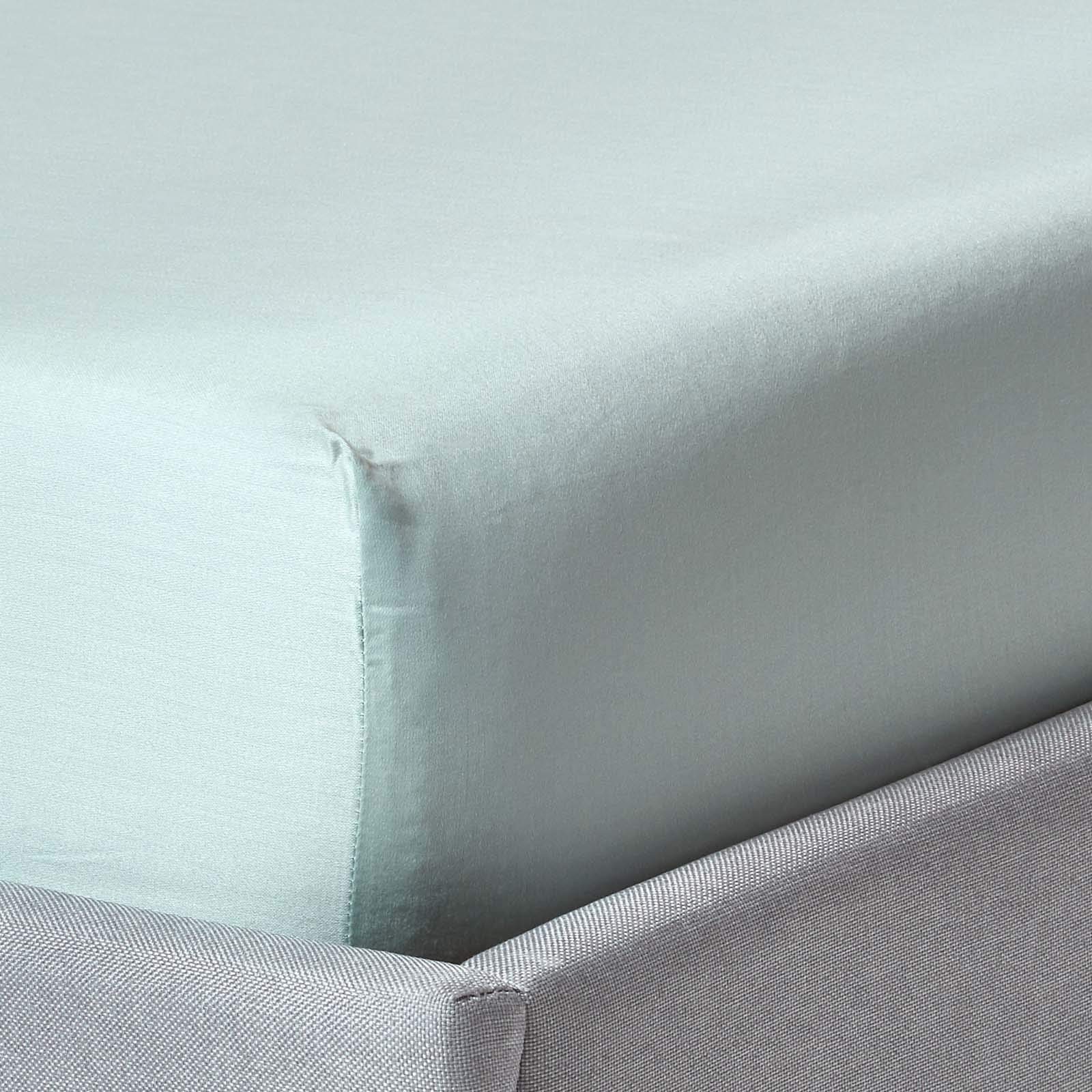Organic Cotton Fitted Sheet - Small Double Fitted - 12 inch Depth - 400 Thread Count - Duck Egg Blue - Homescapes