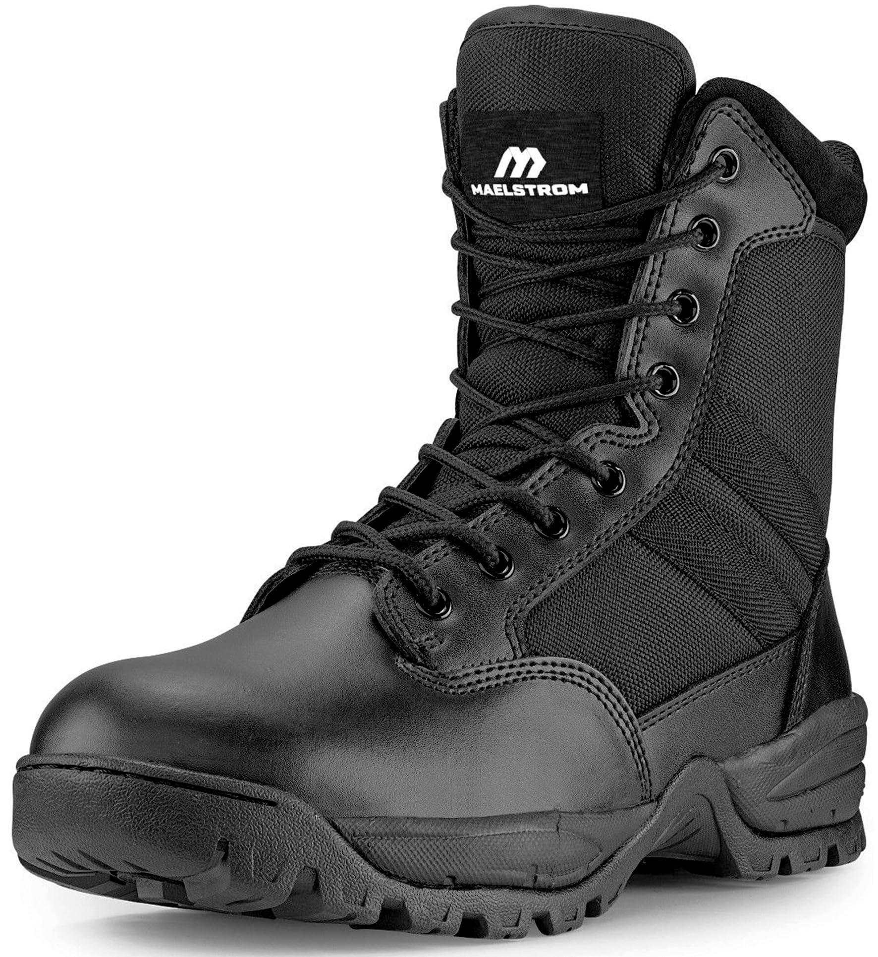 Maelstrom Tactical Combat Boots with Zipper - Mens Lightweight Tactical Military Boots – Breathable Military Tactical Work Boots with Side Zipper - Heavy-Duty Leather Boots with Reinforced Toes