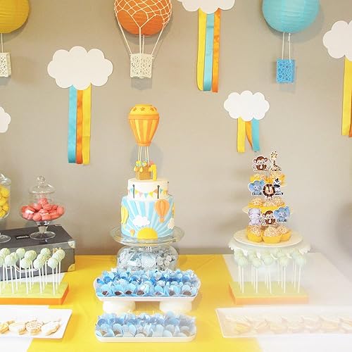 Miniatura 7 de 36 piezas de decoración de cupcakes de animales de la selva, león, mono, cebra, hipopótamo, jirafa, elefante, selva, temática de bosque, para baby