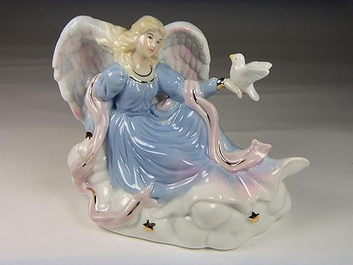Miniatura 2 de Cosmos Gifts 1333 - Figura de porcelana fina y elegante con diseño de ángel de la paz para lanzar paloma (melodía musical lo que el mundo necesita
