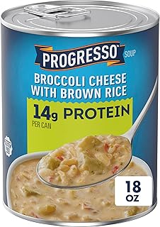 Progresso Protein Broccoli Cheese With Brown Rice Soup, Gluten Free Canned Soup, 18 oz