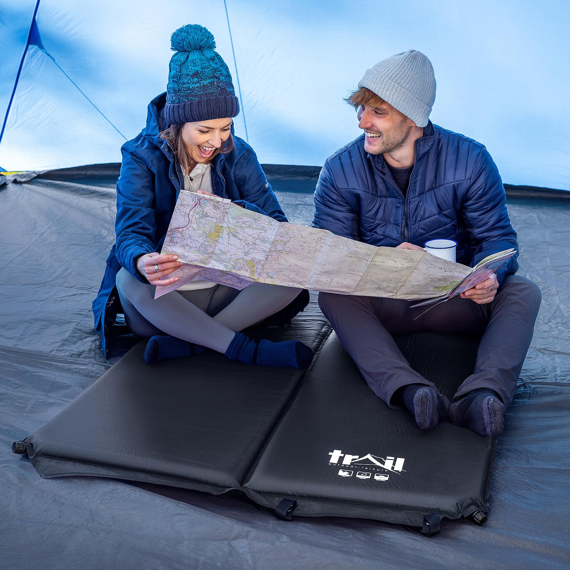 Trail Matelas Gonflable 2 Personnes – Matelas de Camping Autogonflant de 5 cm d’Épaisseur