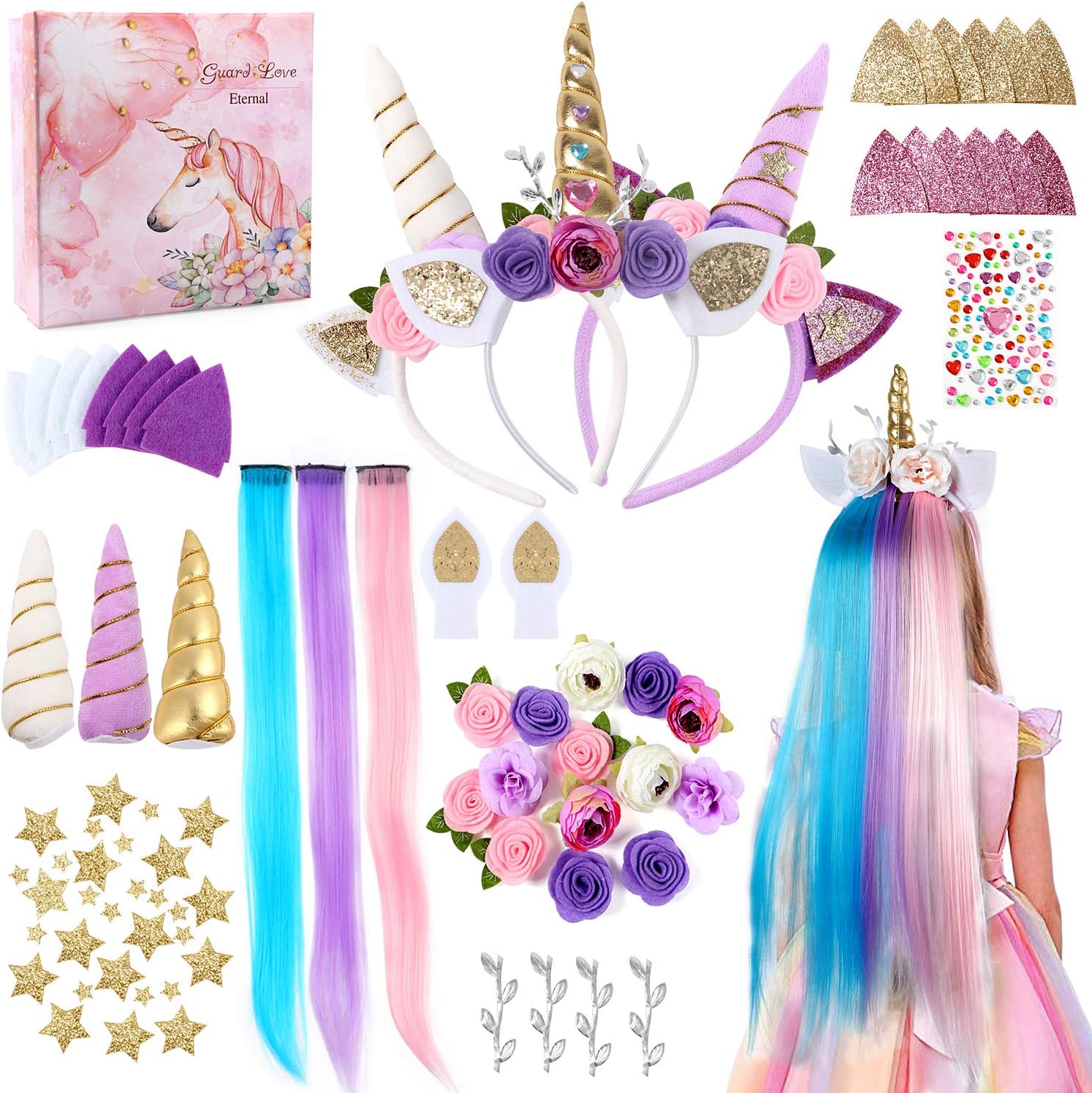 Tacobear Unicorn Headband Craft Kit for Girls DIY Unicorn Headband Unicorn Wig Make you Own Arts and Crafts Set Creative Unicorn Gift for Kids Girls