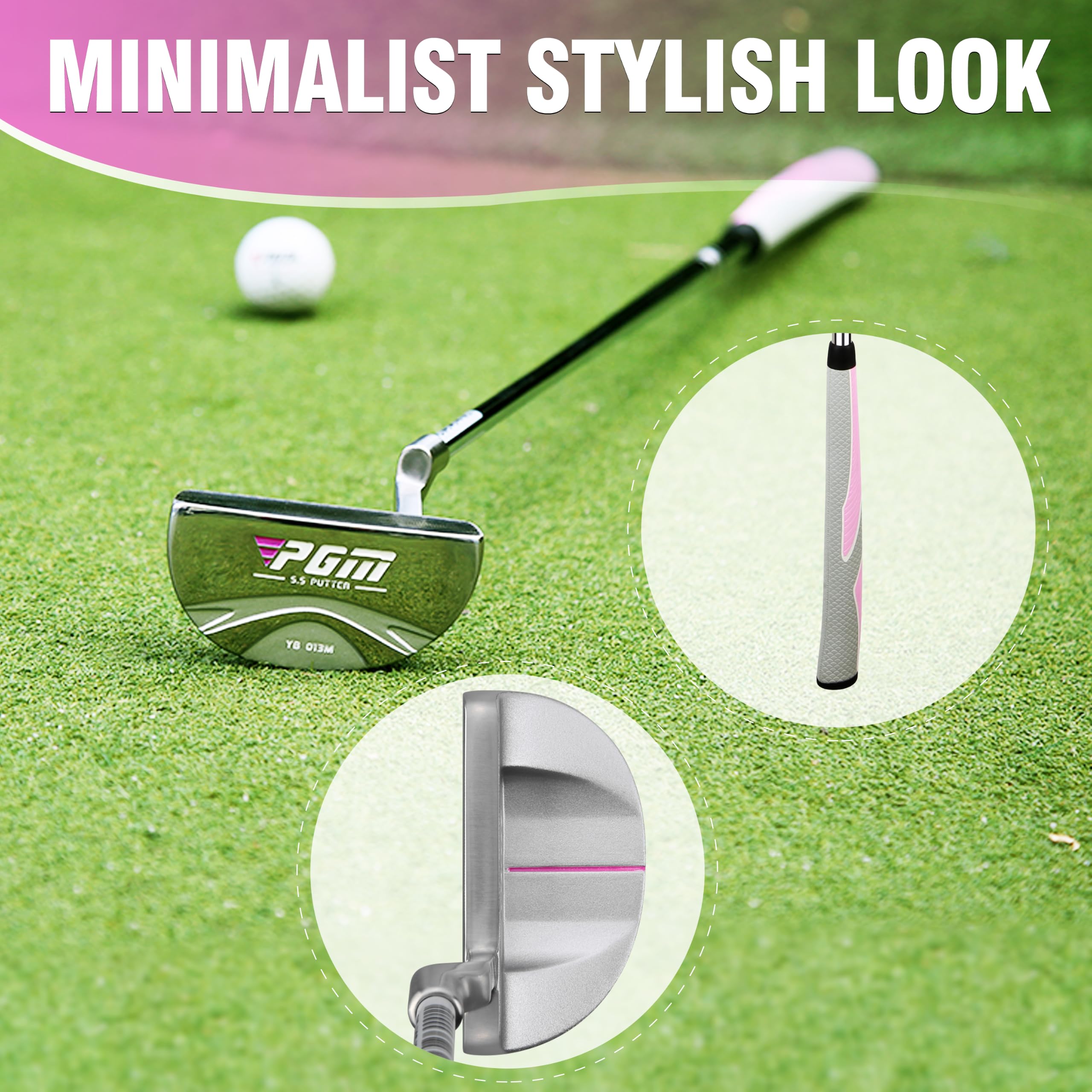 PGM 83.8 cm Golf Putter mit übergroßem Griff, Damen Putter Rechte Hand mit Schlägerhaube