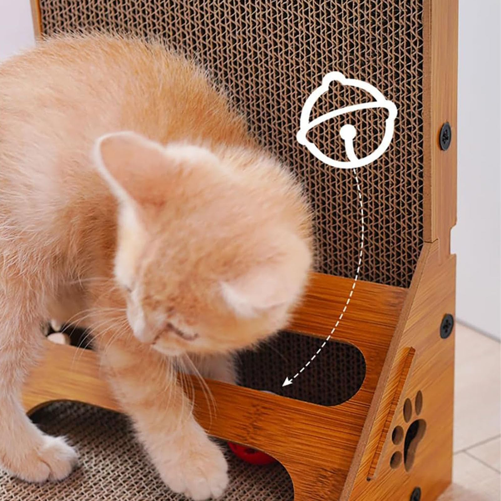 سرير هزاز للقطط الكبيرة والصغيرة مقاس 59 × 30 × 24 سم، لوح خدش للقطط من الورق المموج، لوح خدش الكل في واحد، براية مخلبية، منتج لحماية الآثاث من تبسيتسنز