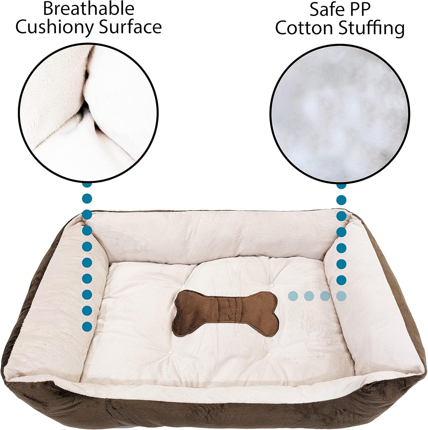 SciencePurchase Medium 27" × 21" Luxury Pet Bed for Dogs or Cats - Super Soft, Machine Washable with Waterproof Non-Slip Underside, Low Wall for Easy Entering & Exiting, Folds for Travel & Storage