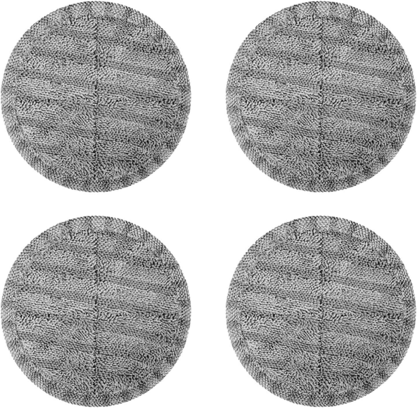 4-Pack 6.3in Electric Mop Replacement Pads – 2 Gray High-Absorbent Pads & 2 White Scrubbing Pads with Gentle Plastic Brushes – Fits Most Spin Mop Machines, Hardwood & Tile Floors