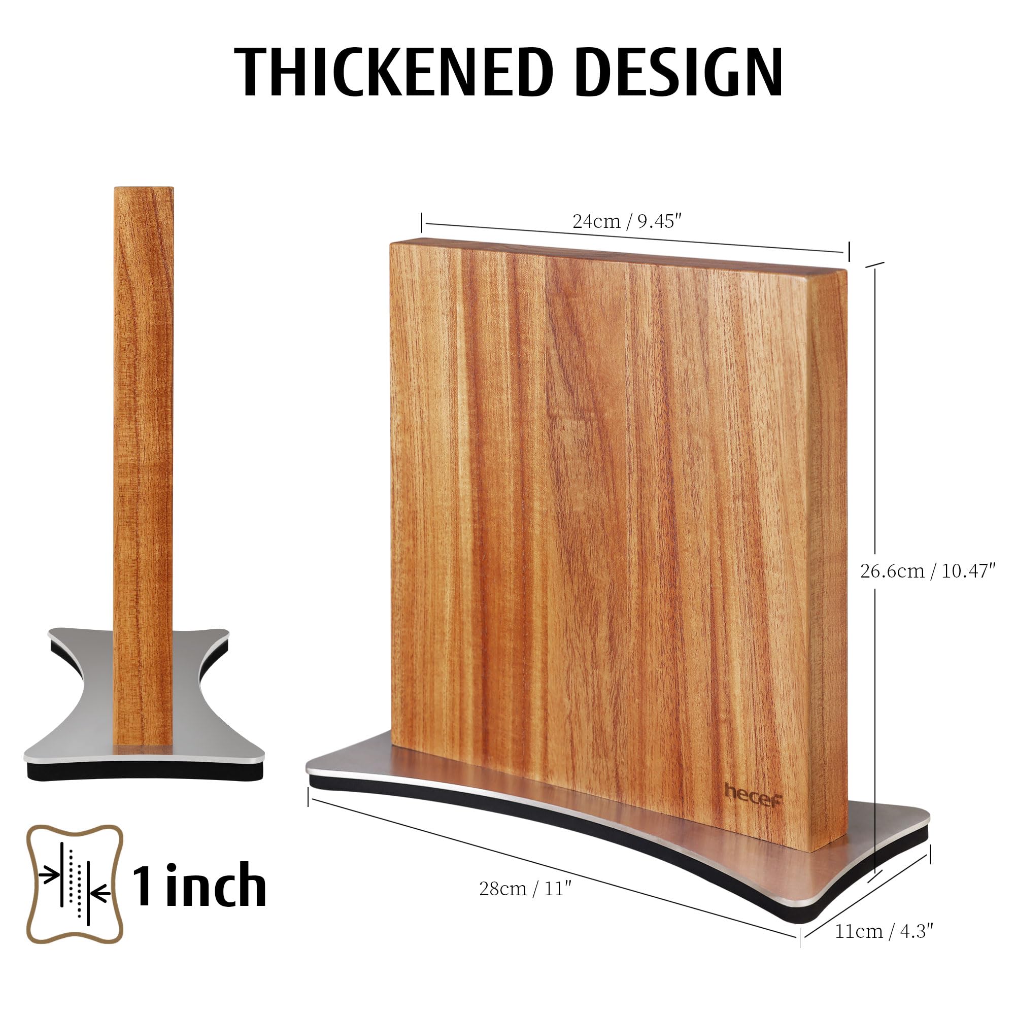 hecef Magnetyczna Listwa na Noże 40,6 cm – Mocny Uchwyt Magnetyczny do Akcesoriów I Narzędzi. Stabilny Drewniany Uchwyt, Skrzydła Motyla Design (Blok na noże – 24 * 26,6 cm)