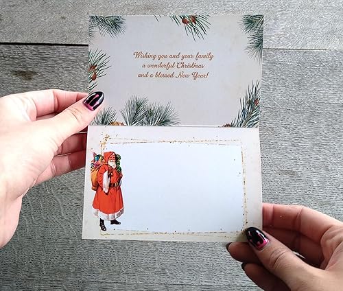 Vista 42 de PIXILUV Christmas Santa (paquete de 12) tarjetas de notas pequeñas tarjetas de felicitación # Joyful Christmas Santa Claus ~ postales de Navidad