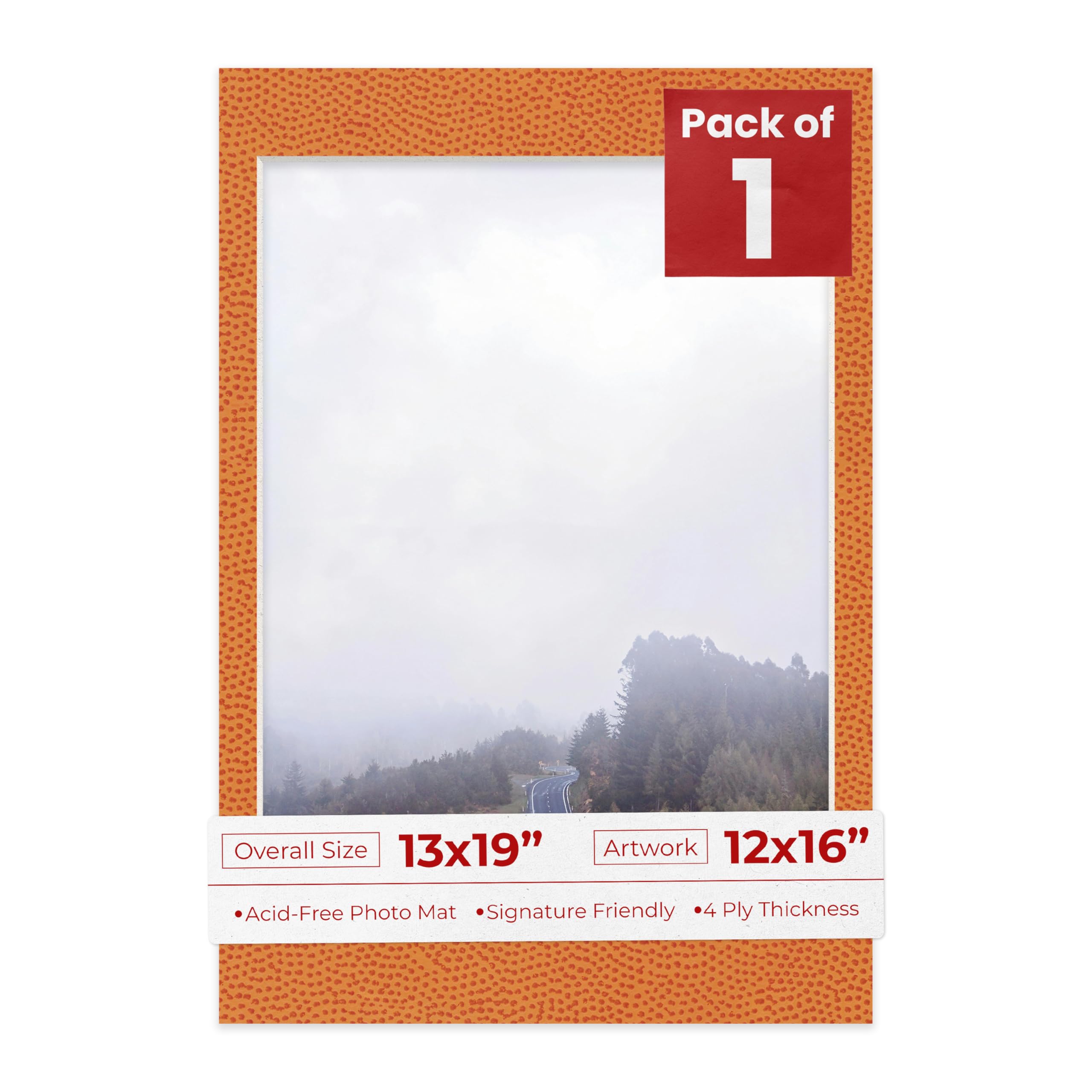 13x19 Mat Bevel Cut for 12x16 Photos - Acid Free Basketball Texture Precut Matboard With Backing Board and Crystal Clear, Self Seal Photo Mat Bag - For Pictures, Photos, Framing - 4-ply Thickness-image-21