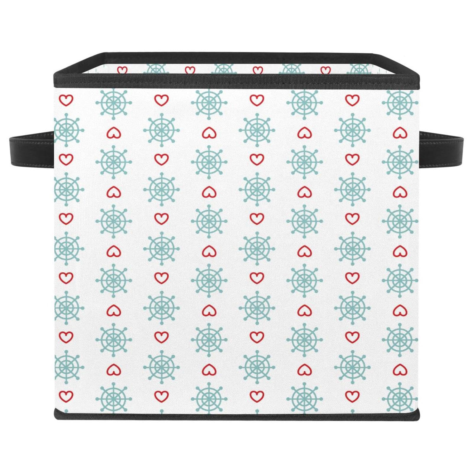 Organisateur en tissu cube motif gouvernail avec poignées durables pour étagère