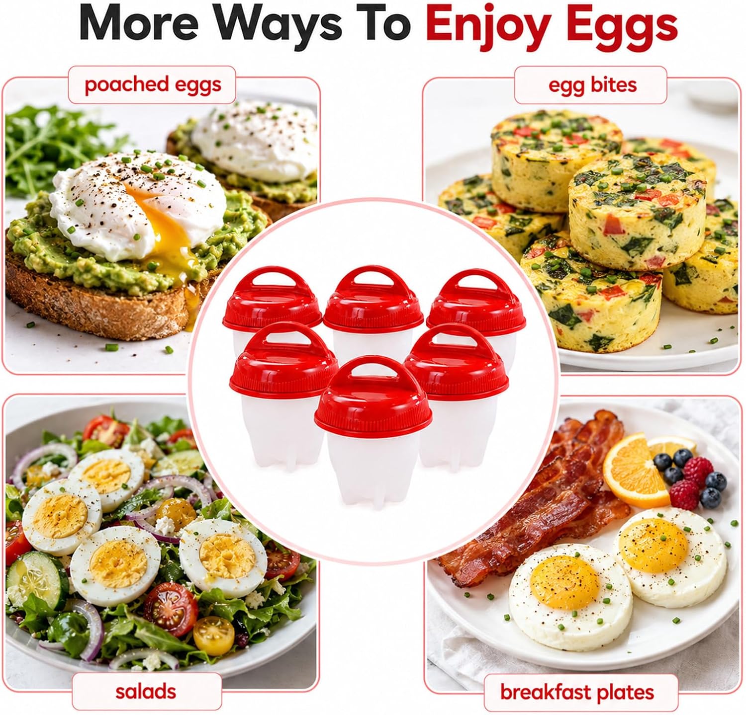 6pcs Boiled Egg Cooker,Hard Boiled Egg Cooker,Silicone Egg Poacher Cups,Boiled Eggs,Boiled Egg,Suitable Size,Non-Toxic Material For Making Soft Or Hard Eggs, Steamed Eggs, Soft Boiled Eggs