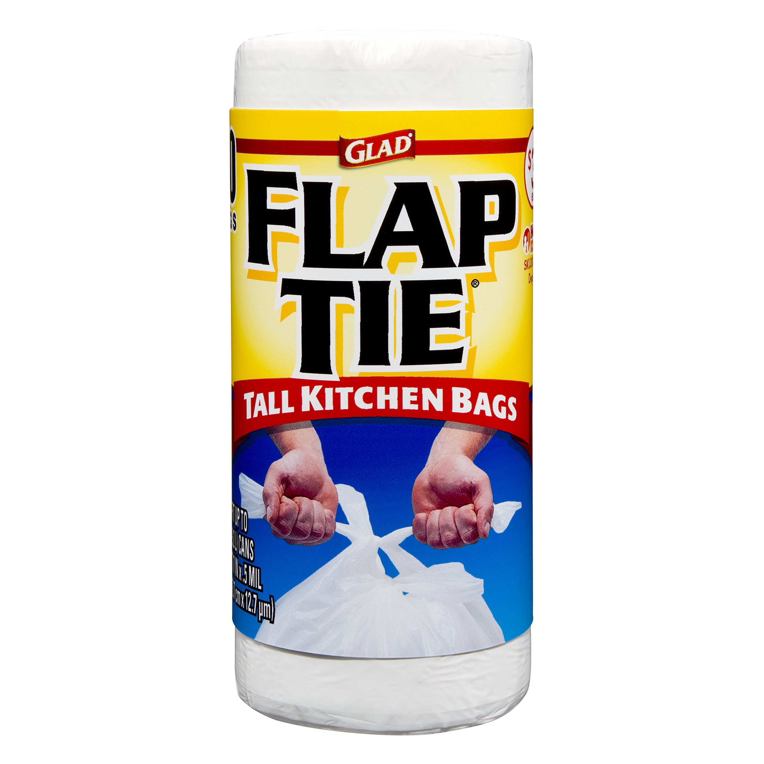 GladTall Kitchen Flaptie, White, 13 Gallon, 40 Count