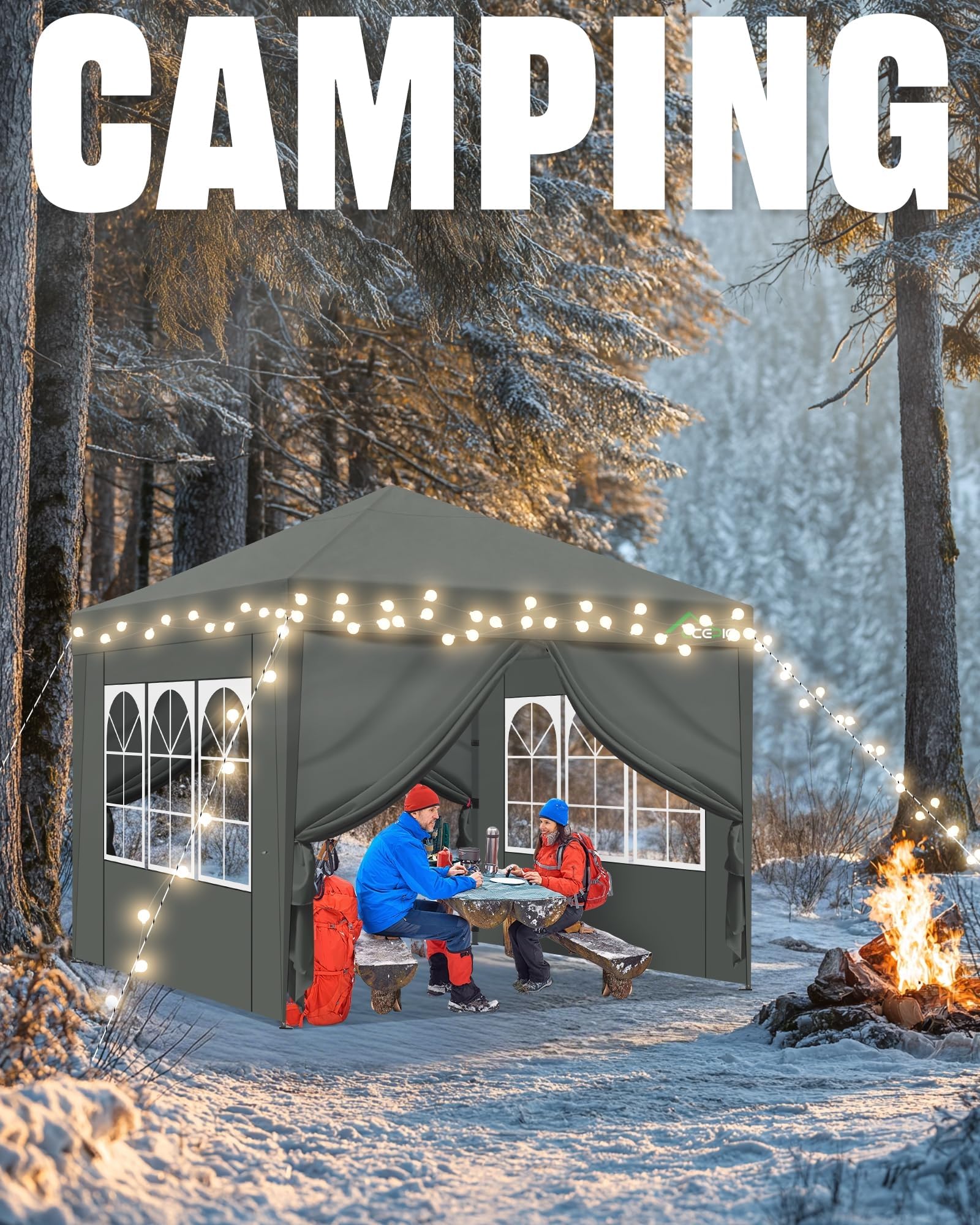 Acepic One-Touch Tonnelle de Jardin Exterieur 3x3, Tonnelle Pliante Imperméable avec 4 Côtés, Hauteur Ajustable, Protection UV, Tonnelle Pliante 3x3m pour Jardin, Fête, Camping(Gris)