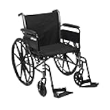 Drive Medical Cruiser III Light Weight Wheelchair with Various Flip Back Arm Styles and Front Rigging Options, Flip Back Removable Full Arms/Swing away Footrests, Black, 20 Inch