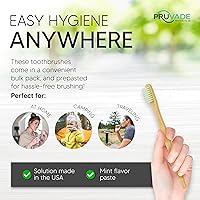 Vista 5 de Paquete de 12 Cepillos de Dientes Desechables de Bambú con Pasta de Dientes Incorporada - Cepillos de Dientes Prepastados Envueltos Individualmente