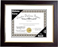 Vista 37 de Creative Picture Frames Marco de diploma de caoba de 7 x 9 pulgadas con borde dorado, incluye caballete de vidrio negro y ganchos de pared