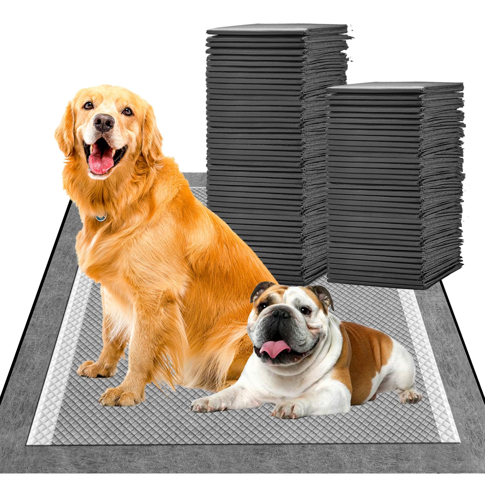 MIZOK Charcoal Puppy Pads Large Dog Training Pads Odor-Control Puppy Training Pads Leak-Proof & Super Absorbtion Dog Pads, Disposable, 71x86cm, 40 Pack