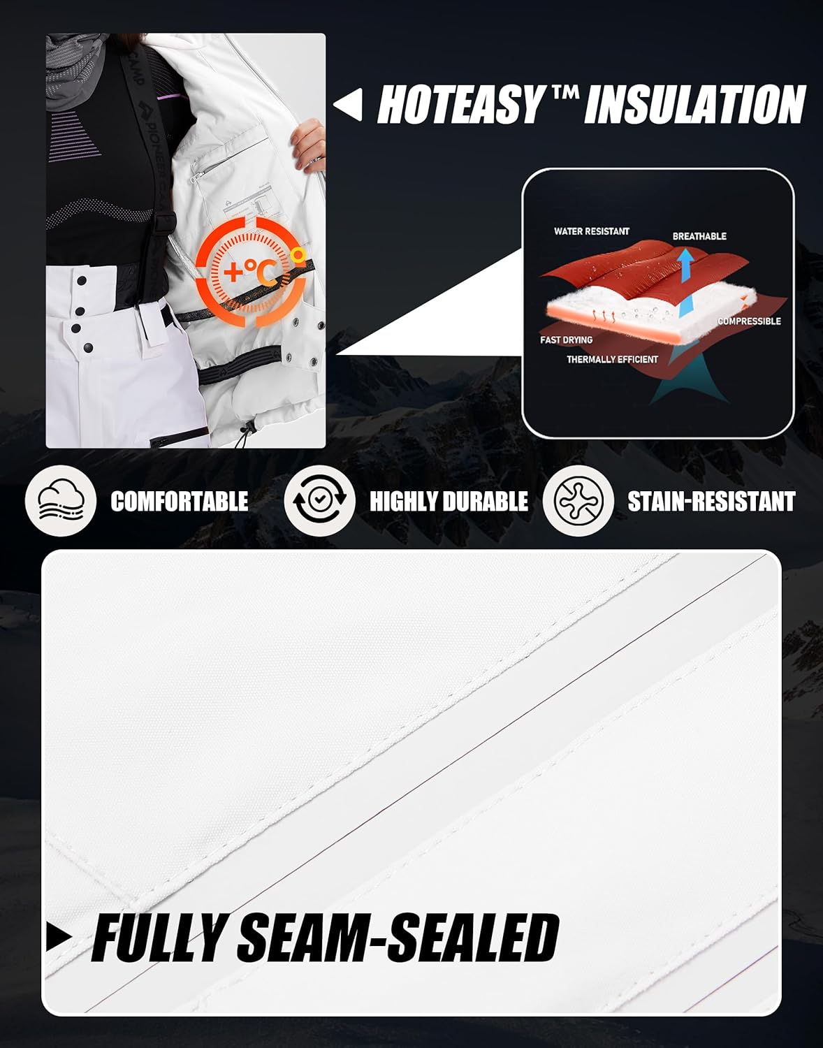 Pionner Camp Women's Ski Jacket 15k Waterproof Insulated Winter Snow Coat Rain Jacket for Skiing Snowboarding Hiking - Image 5