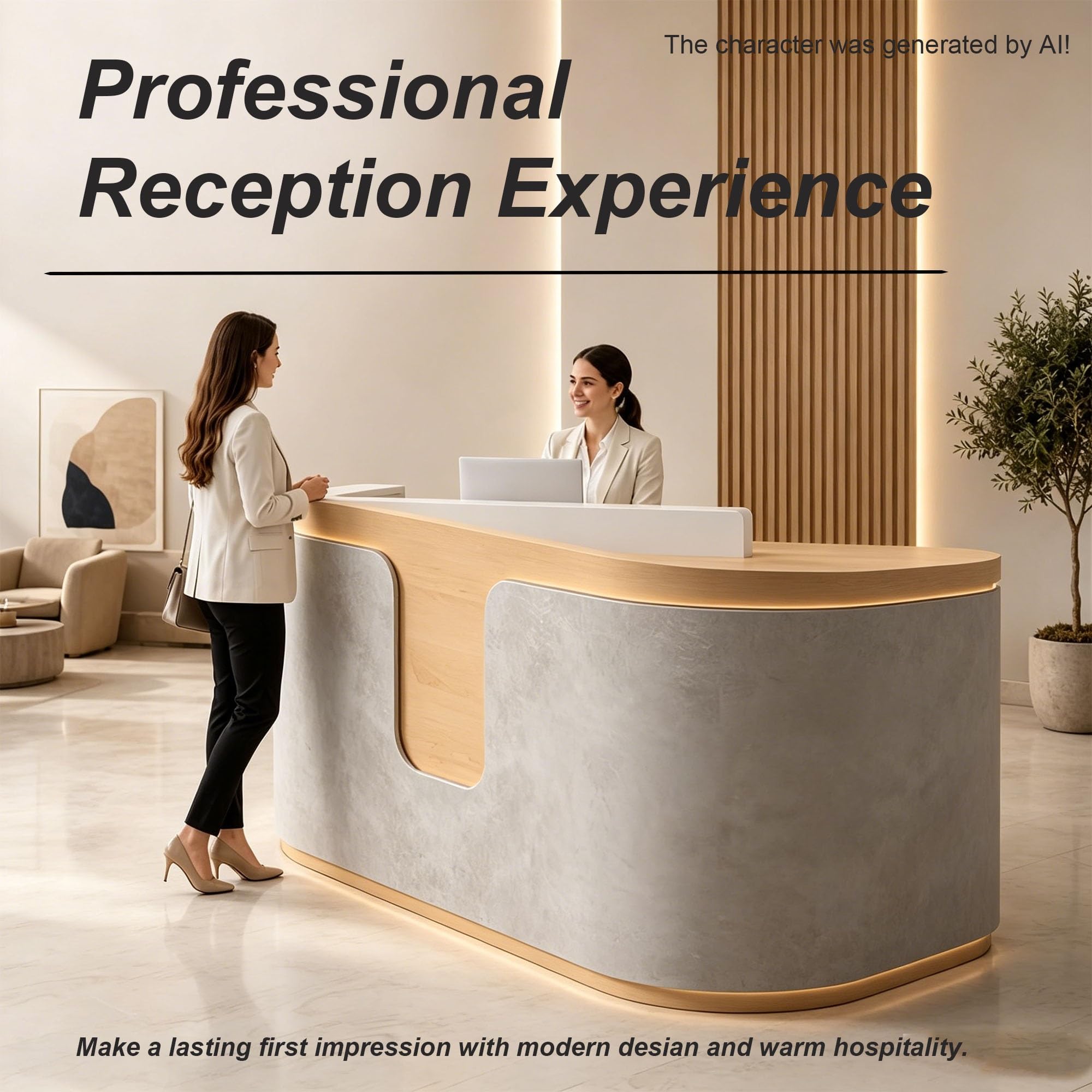 Bancone Reception Cassa Scrivania ufficio Moderno(Milky white,39.3 in)