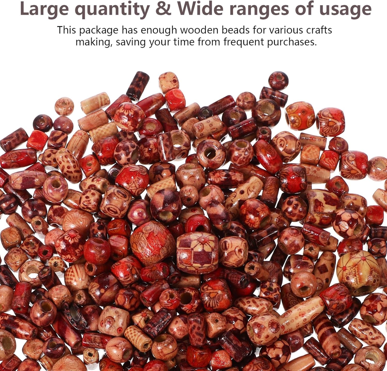 Mixed Painted Tumbled Wood Spacer Beads Loose Wooden Beads for Hair Braiding 400pcs