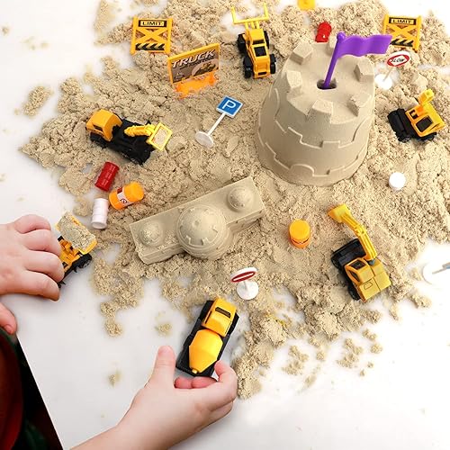 Miniatura 5 de TOY Life 28 piezas de juguetes de construcción para niños de 3 a 5 años, pequeños vehículos de construcción, juguete de caja de arena para niños,